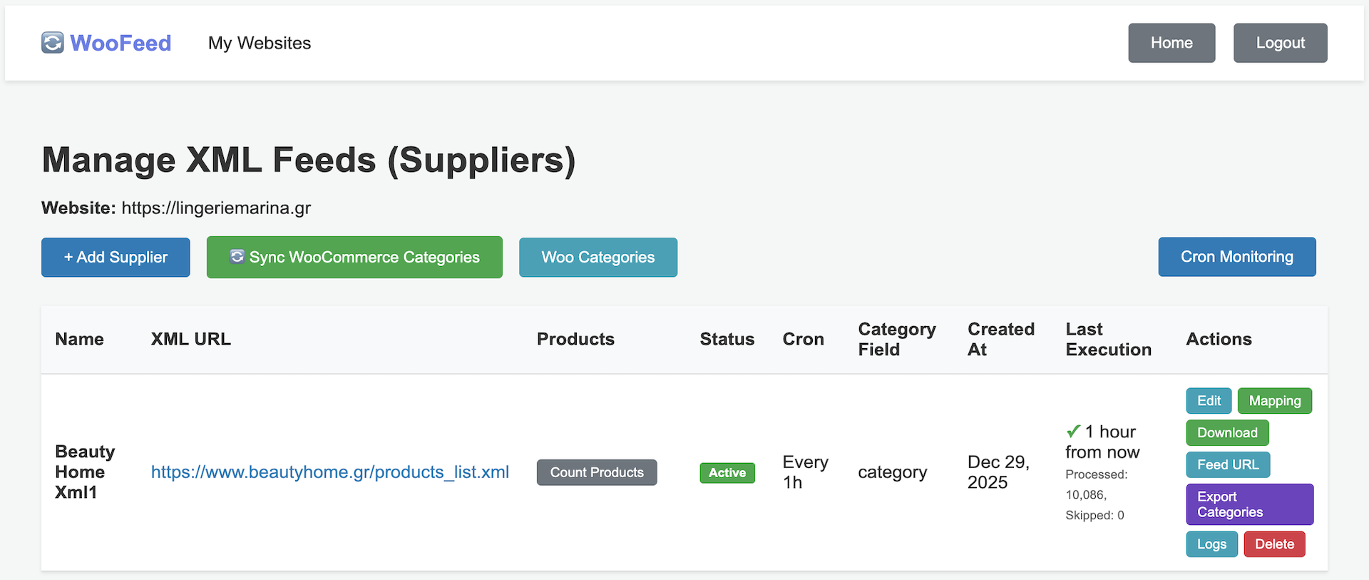 WooFeed Dashboard - Manage XML Feeds